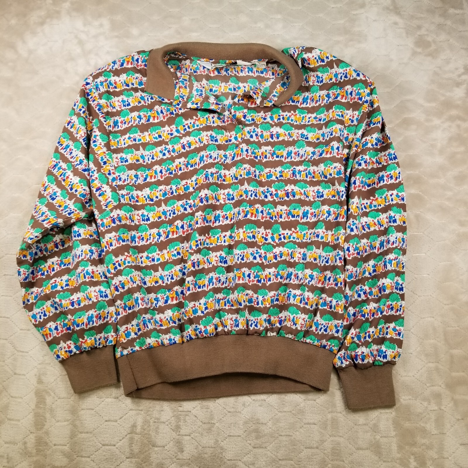 Vtg 80s Diane Von Furstenberg Polyester Collared Shirt Sz 16 Long Sleeve Rare